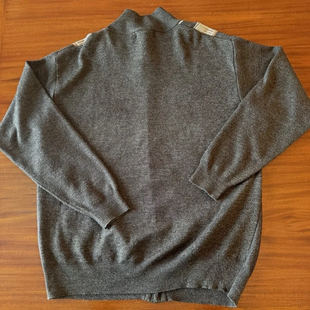 Silver Silk Full Zip Sweater Jacket Men's XL Brown Textured Knit Microsuede‎